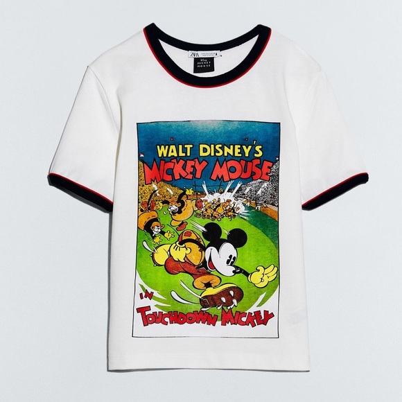 Zara Tops - NWOT. Zara White Retro MICKEY MOUSE ©DISNEY T-Shirt. Size S.